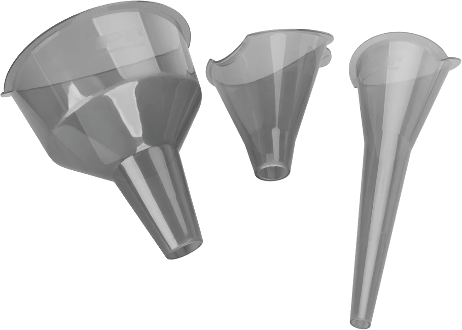 3 PC. CLEAR VIEW FUNNELS 1/2 PT & 1 QT