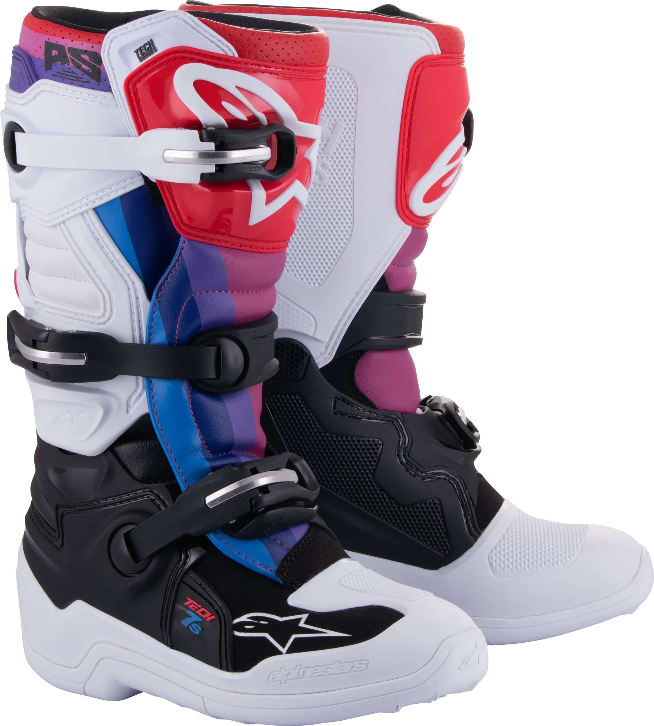 TECH 7S BOOTS WHT/BLK/RAINBOW SZ 7