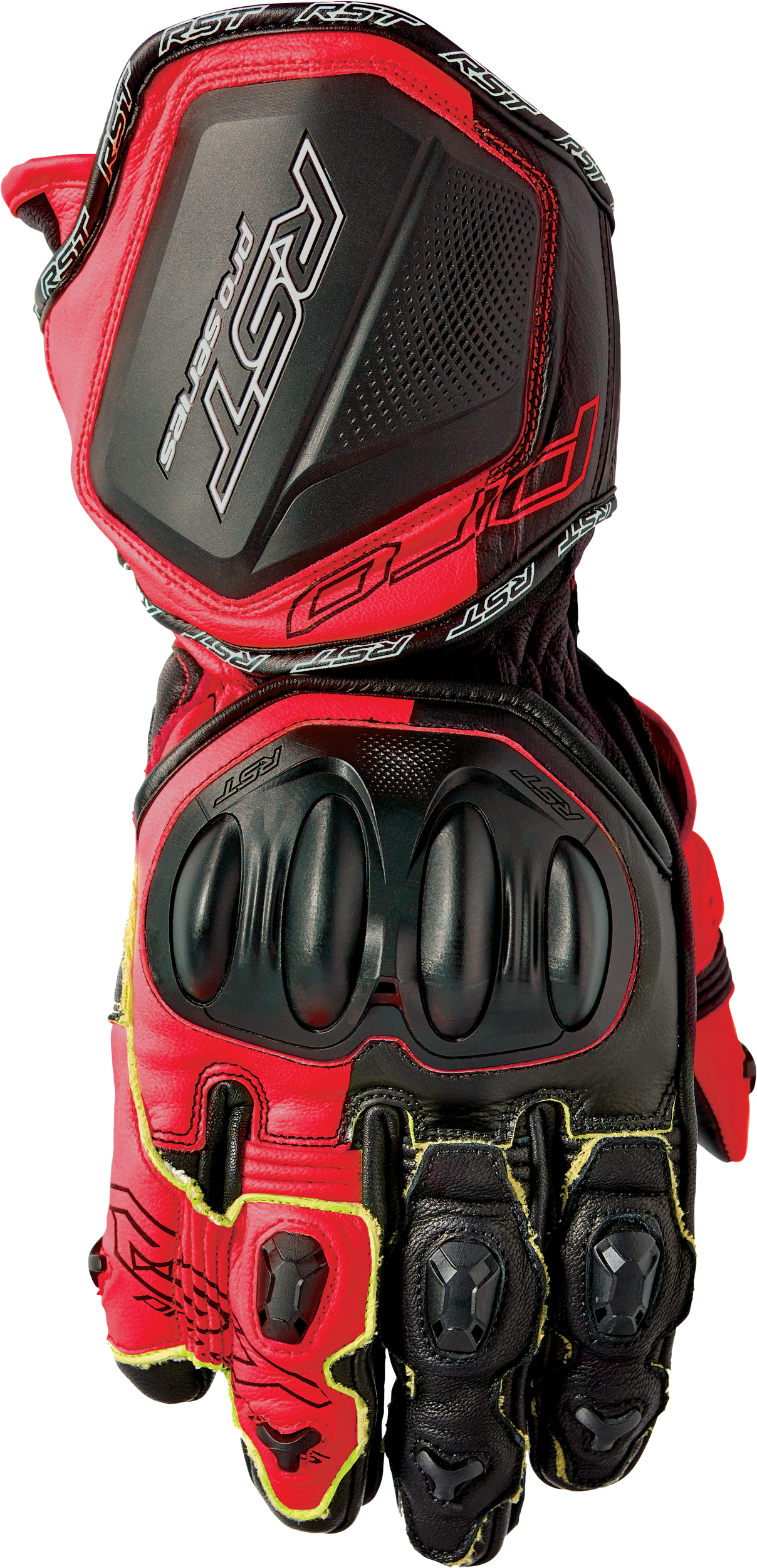 PRO SERIES GP D3O GLOVES BLACK/FLO RED LEATHER XL