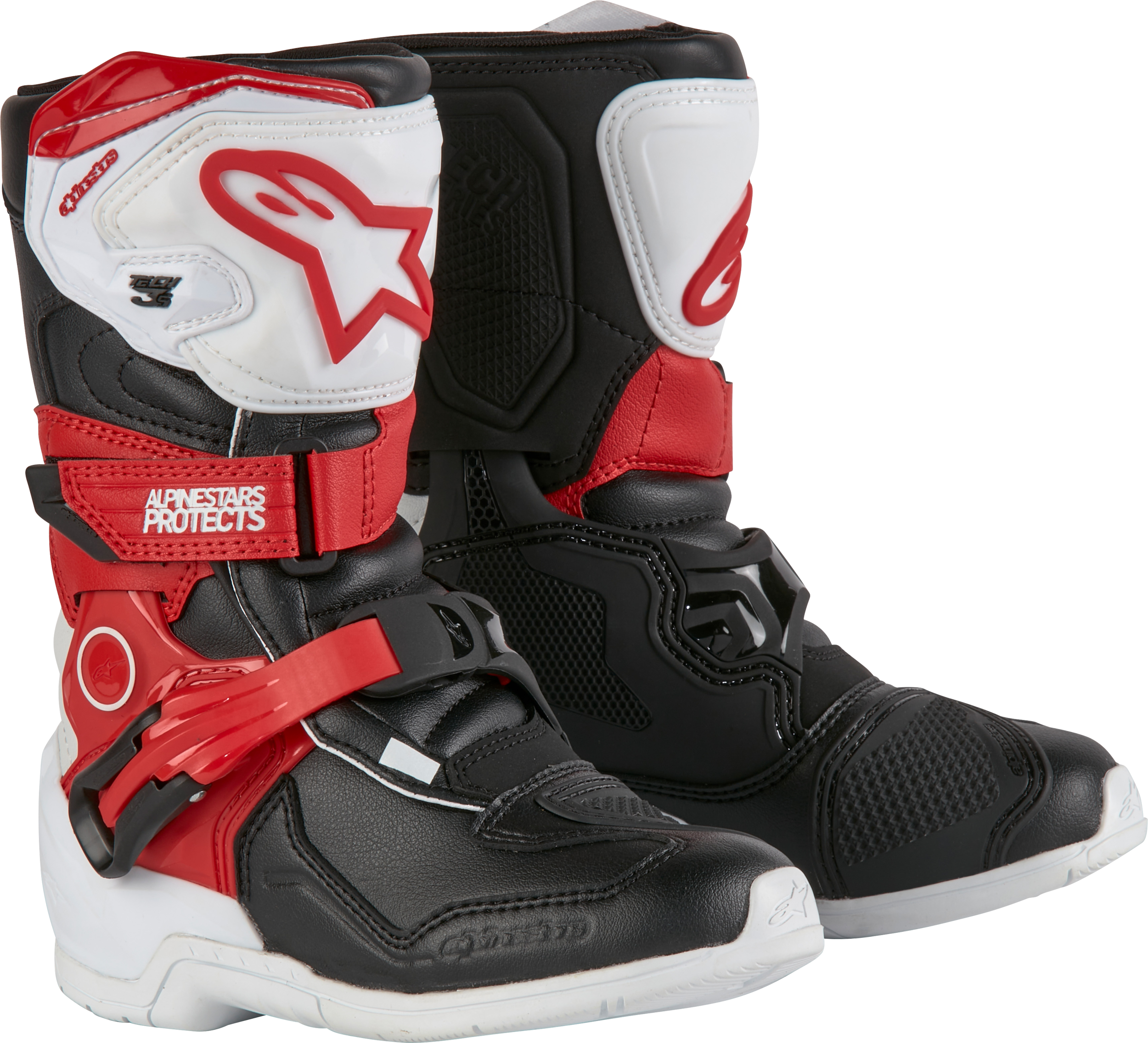 TECH 3S KIDS BOOTS WHITE/BLK/BT RED SZ 10