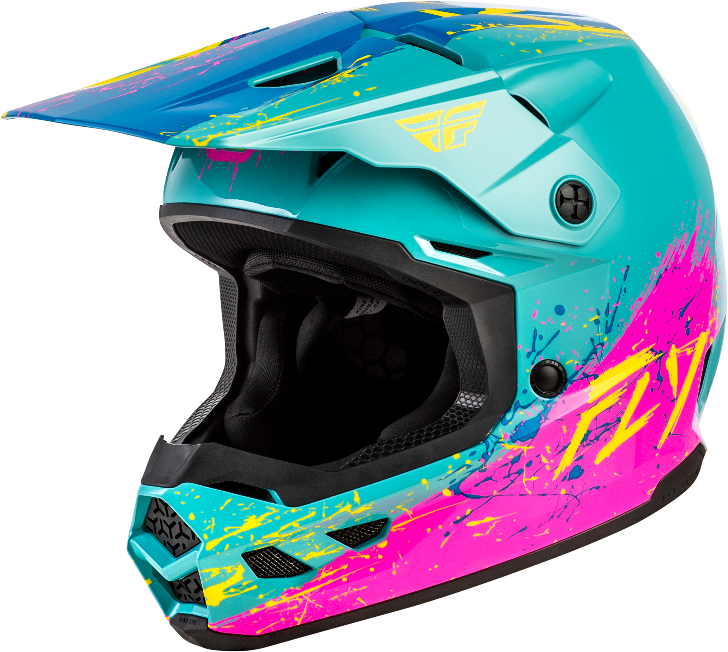 YOUTH KINETIC DRIP HELMET TURQUOISE/PINK/YELLOW YS