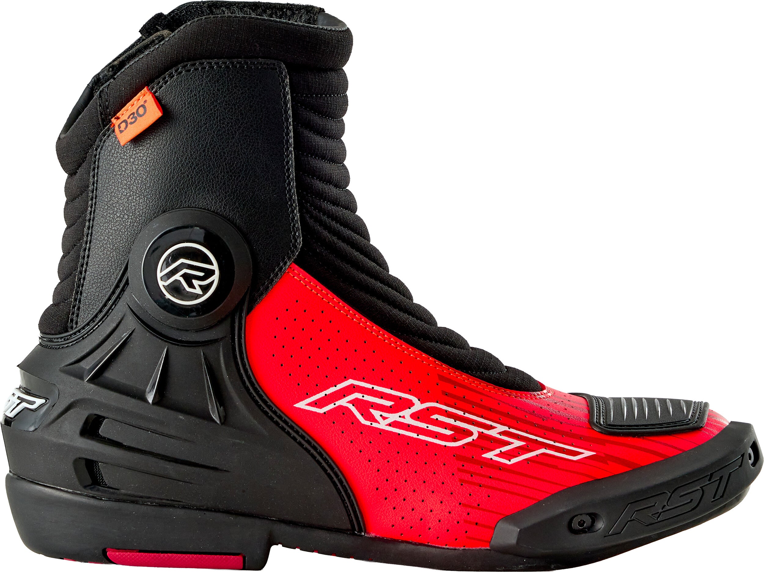 TRACTECH EVO D3O SHORT BOOT BLACK/FLO RED 11.5