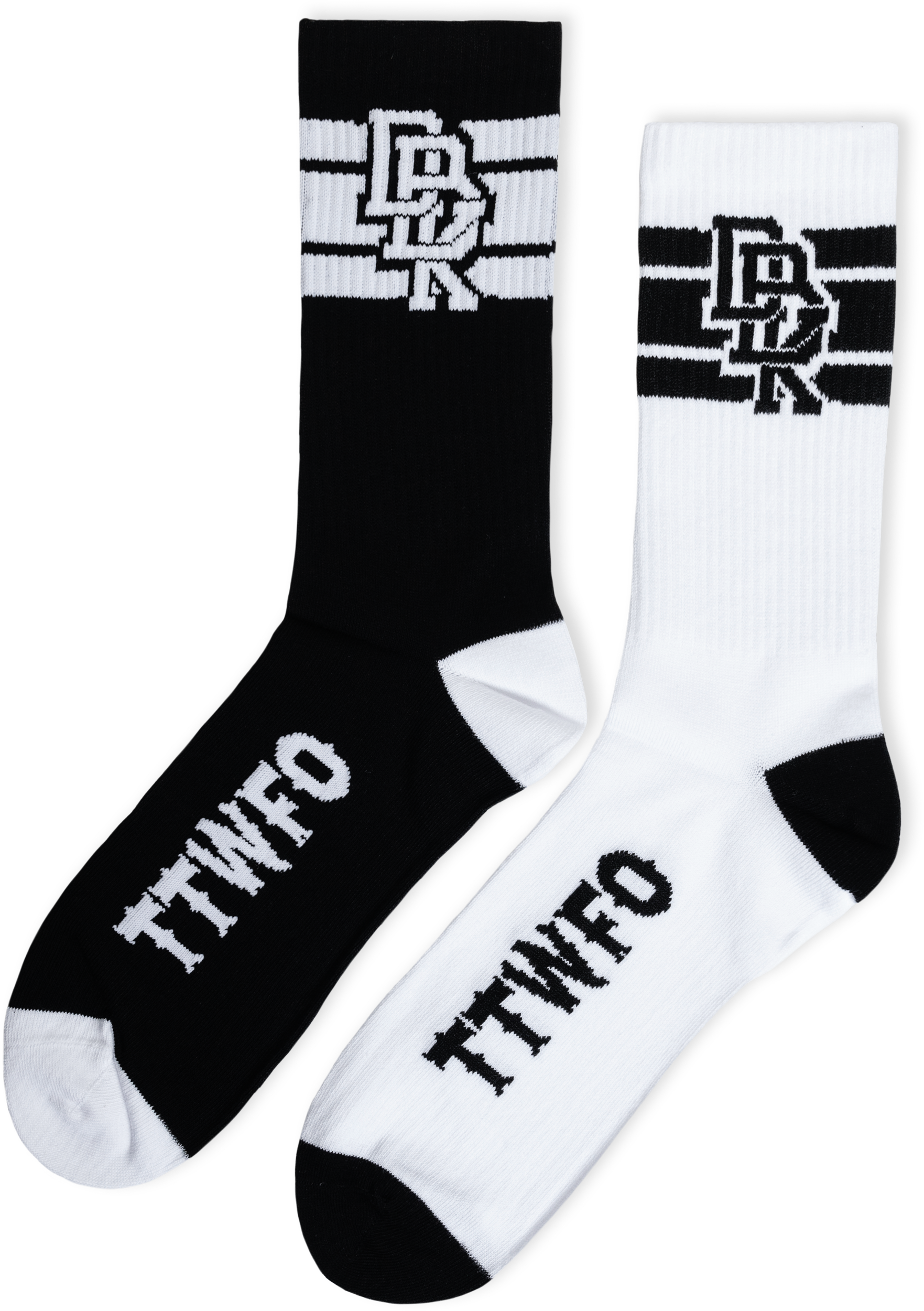 STACKED SOCKS 2 PACK BLACK AND WHITE