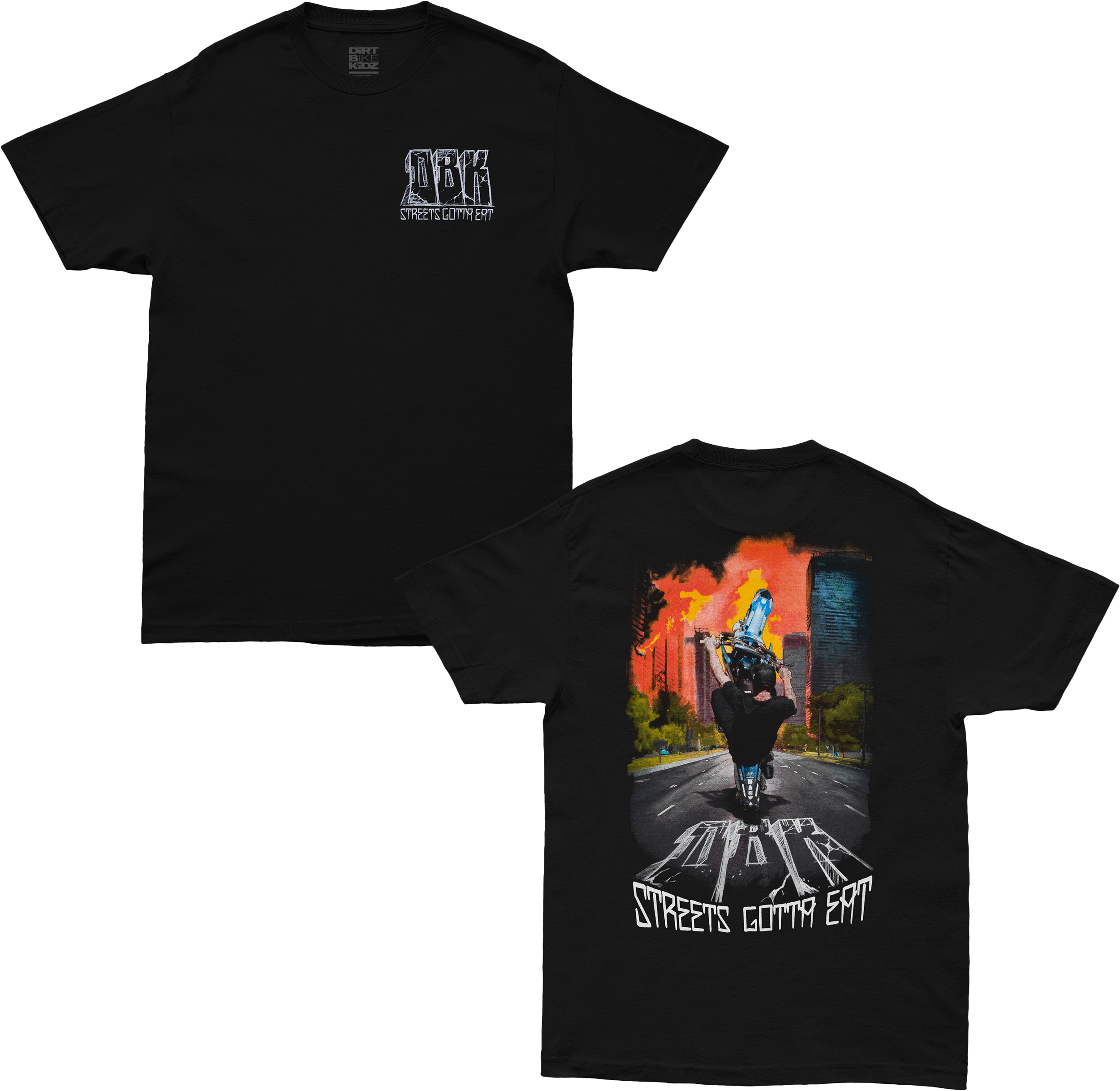 STREETS GOTTA EAT TEE BLACK LG