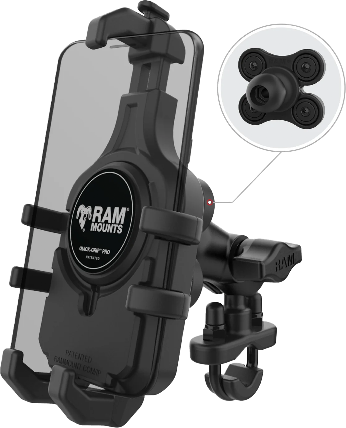 QUICK-GRIP PRO HBAR PHN MNT W/VIBE SAFE SHORT