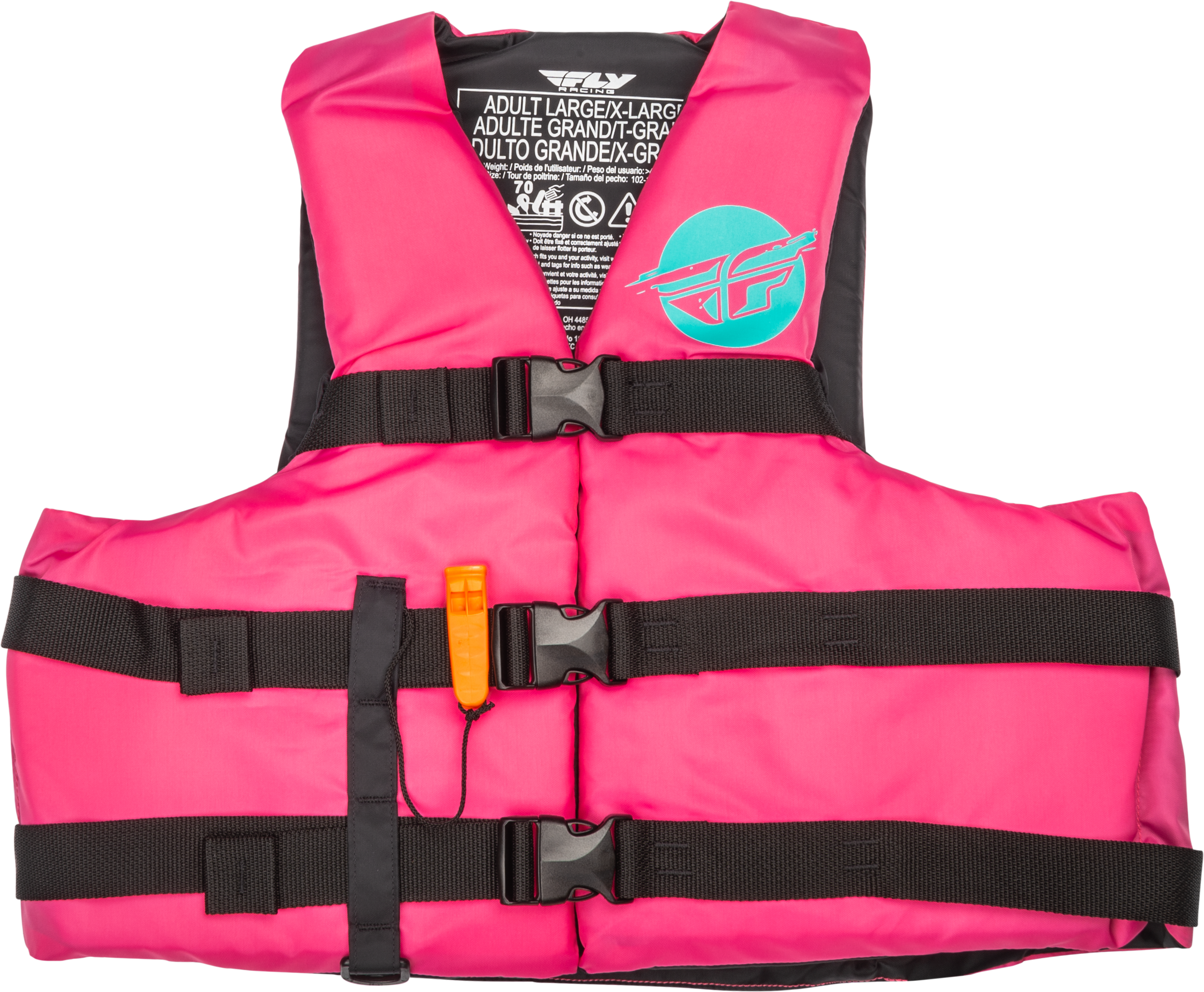 NYLON FLOTATION VEST NEON PINK/TEAL LG/XL