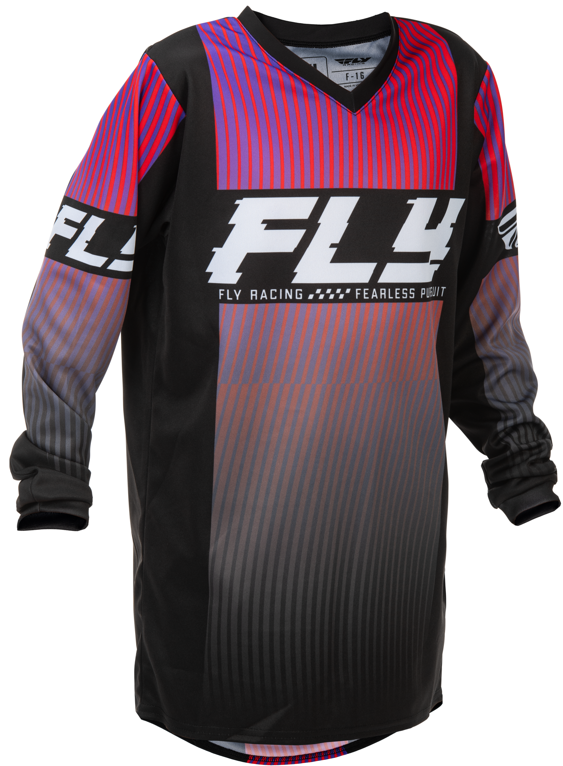 YOUTH F-16 JERSEY BLACK/RED/PURPLE YXL