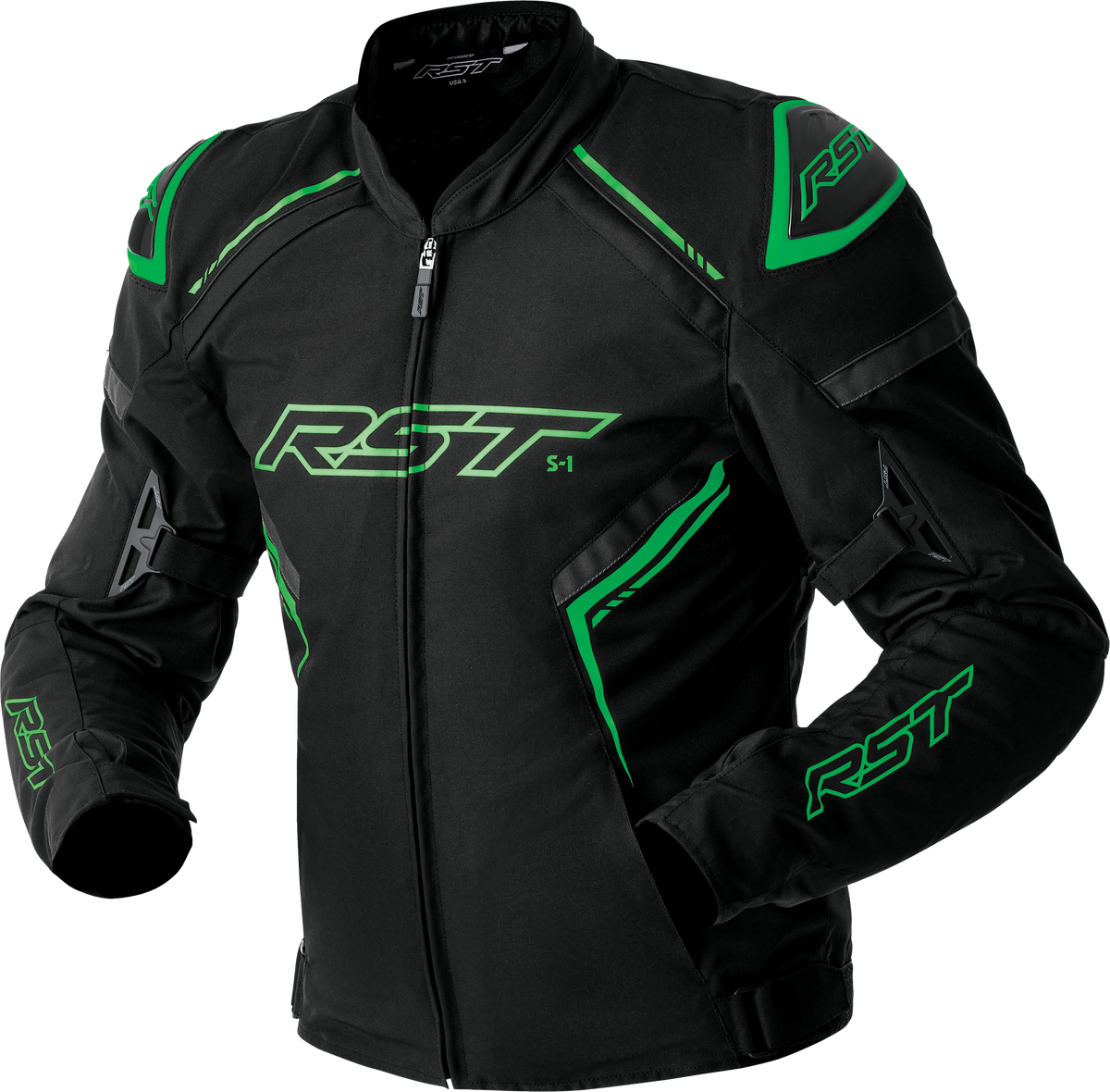 S1 D3O TEXTILE JACKET BLACK/GREY/FLO GRN 3X