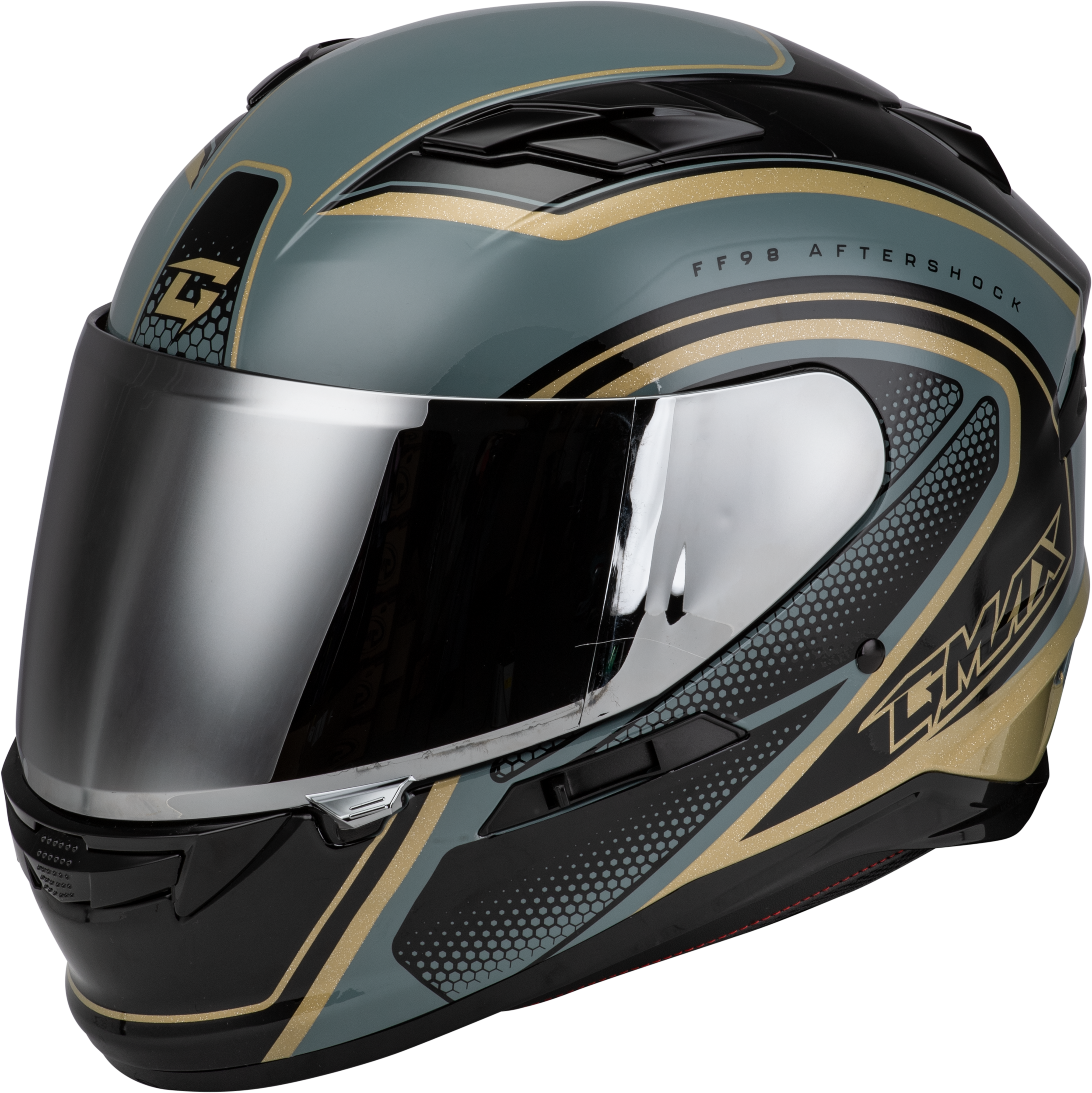 FF-98 AFTERSHOCK HELMET GREY/METALLIC GOLD SM