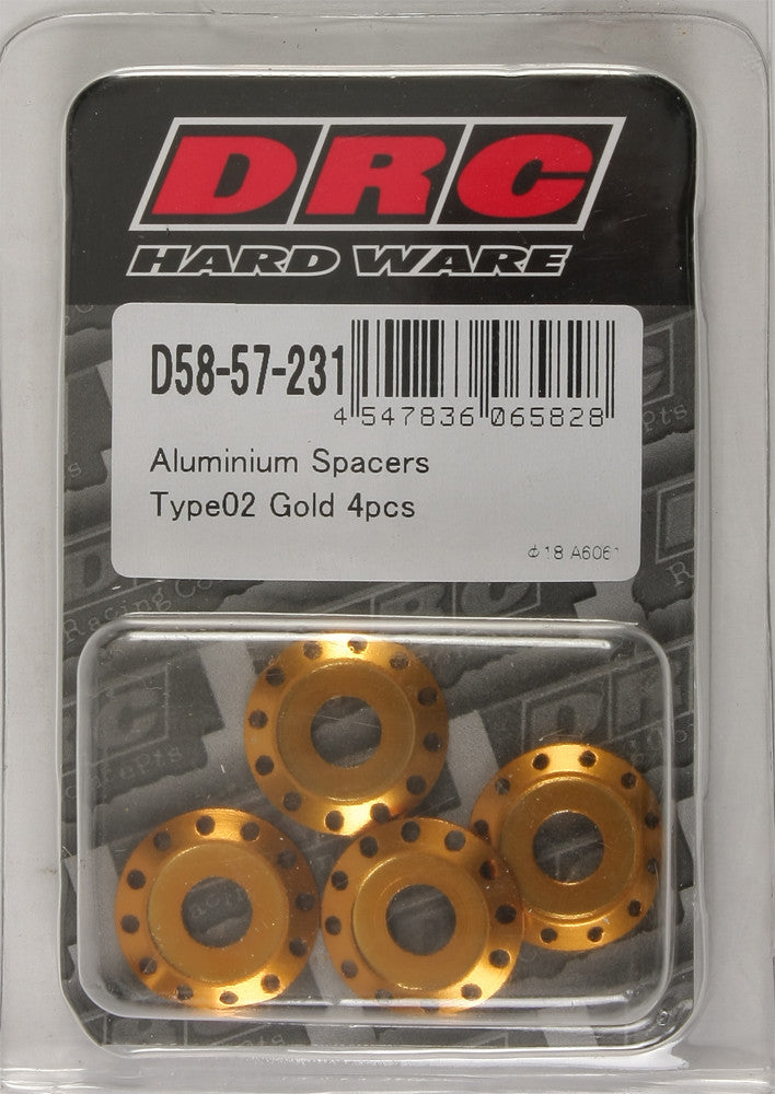 ALUMINUM SPACERS TYPE 2 GOLD M6X12MM 4/PK