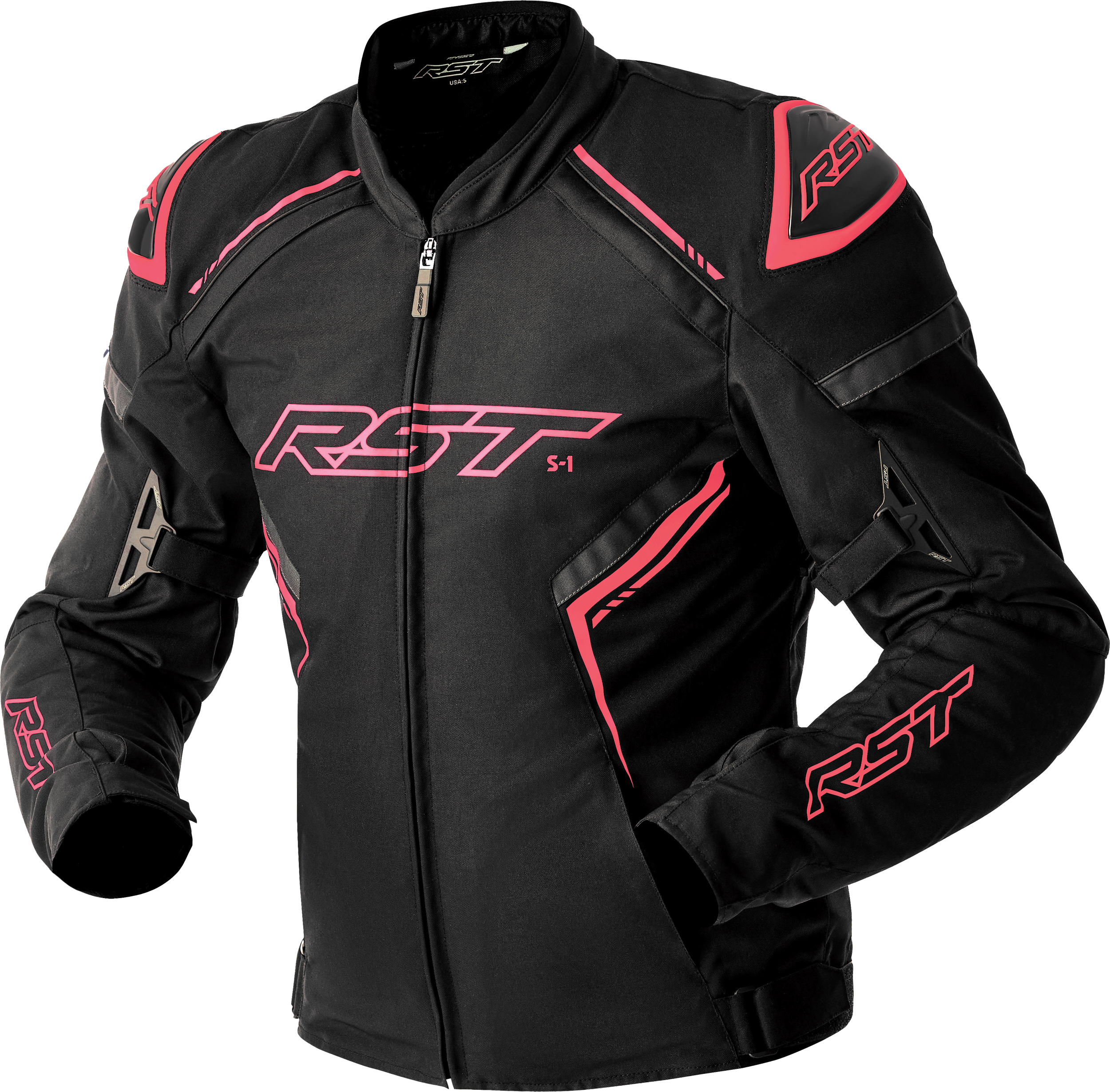 WOMENS S1 D3O TEXTILE JACKET BLK/FLO PINK MD