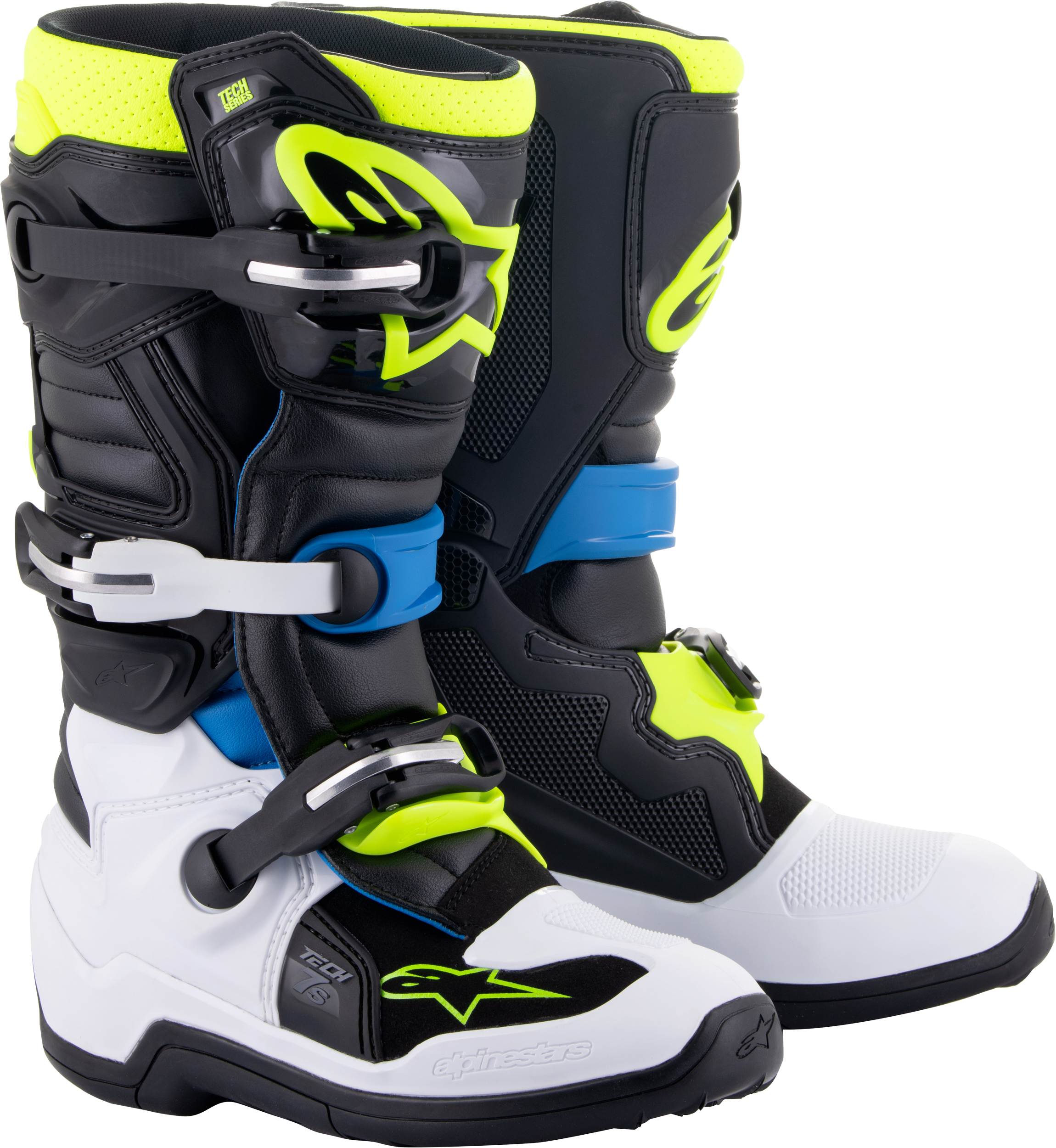 TECH 7S BOOTS BLK/ENAMEL BLU/FLUO YEL SZ 8