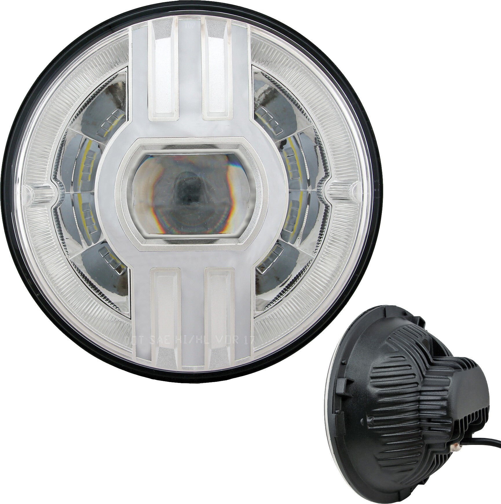 HEADLIGHT 7" BEAST 2 CHROME W/DRIVING LIGHT
