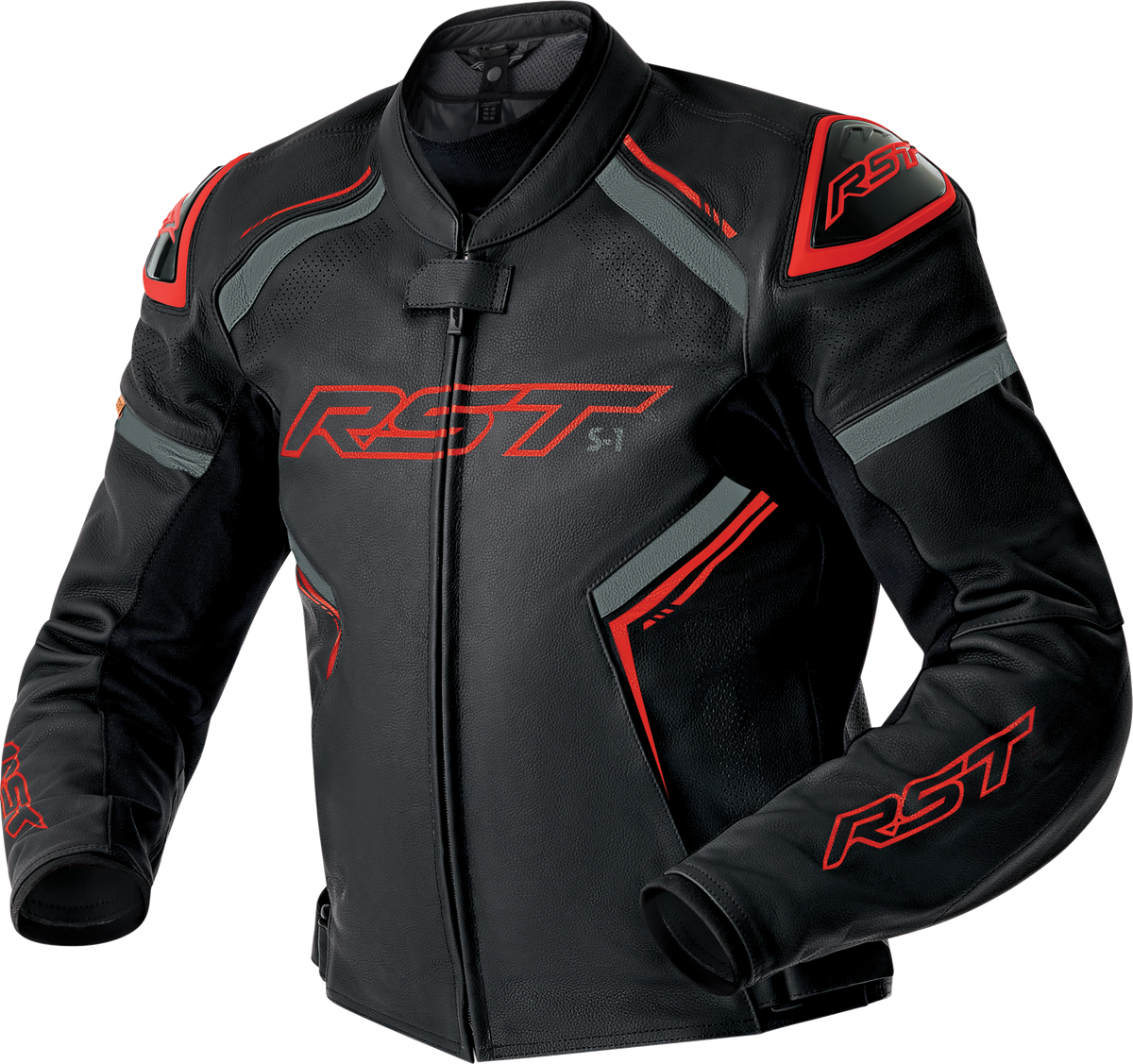 S1 D3O LEATHER JACKET BLK/GRY/RED SM