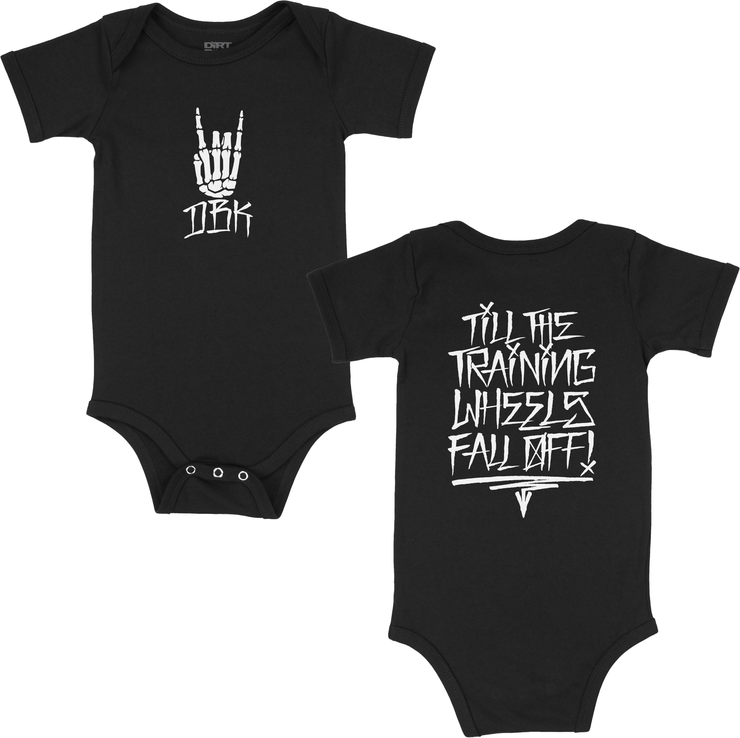 TRAINING WHEELS ONESIE BLACK 6 MONTH