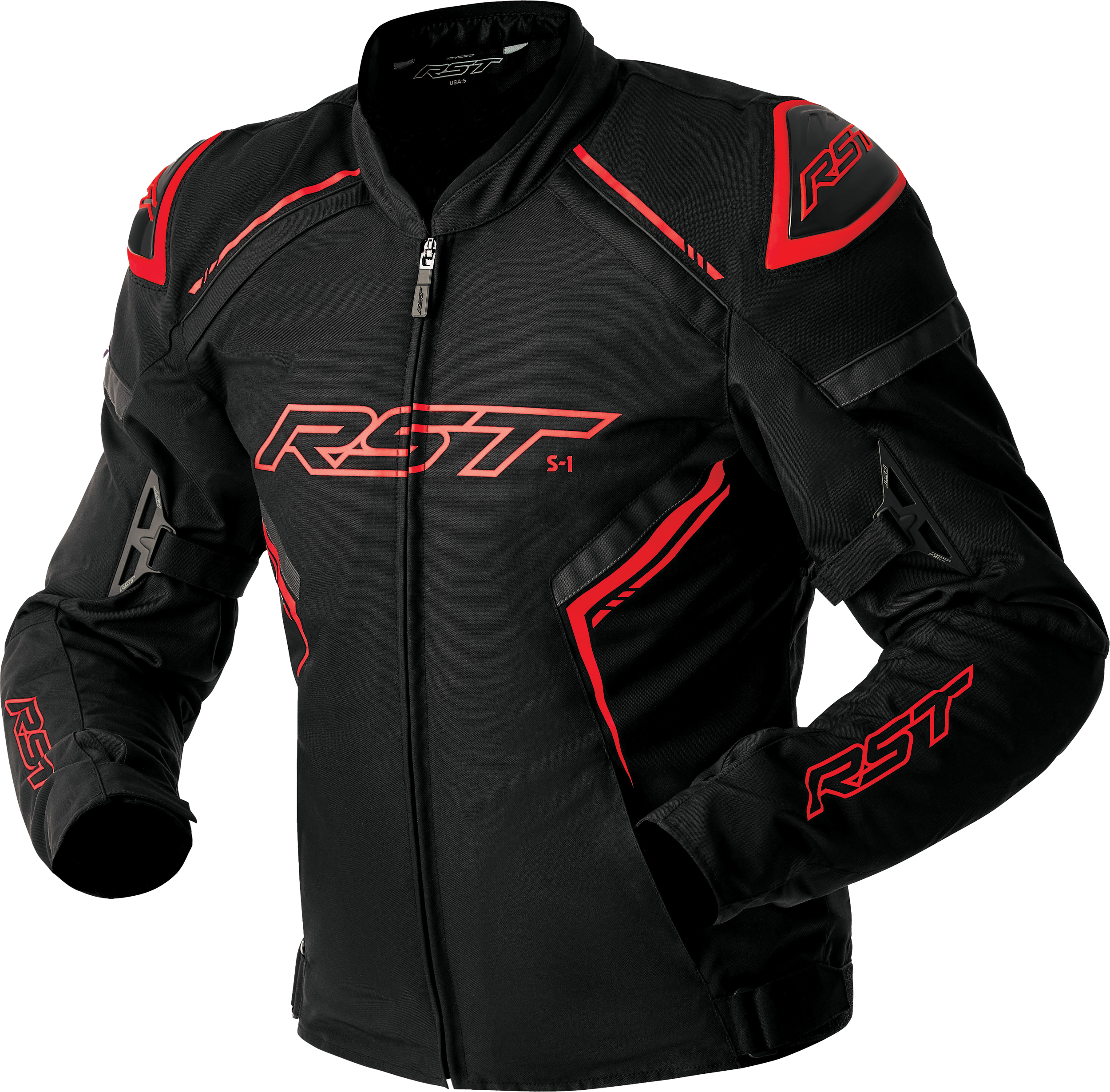 S1 D3O TEXTILE JACKET BLACK/GREY/RED MD