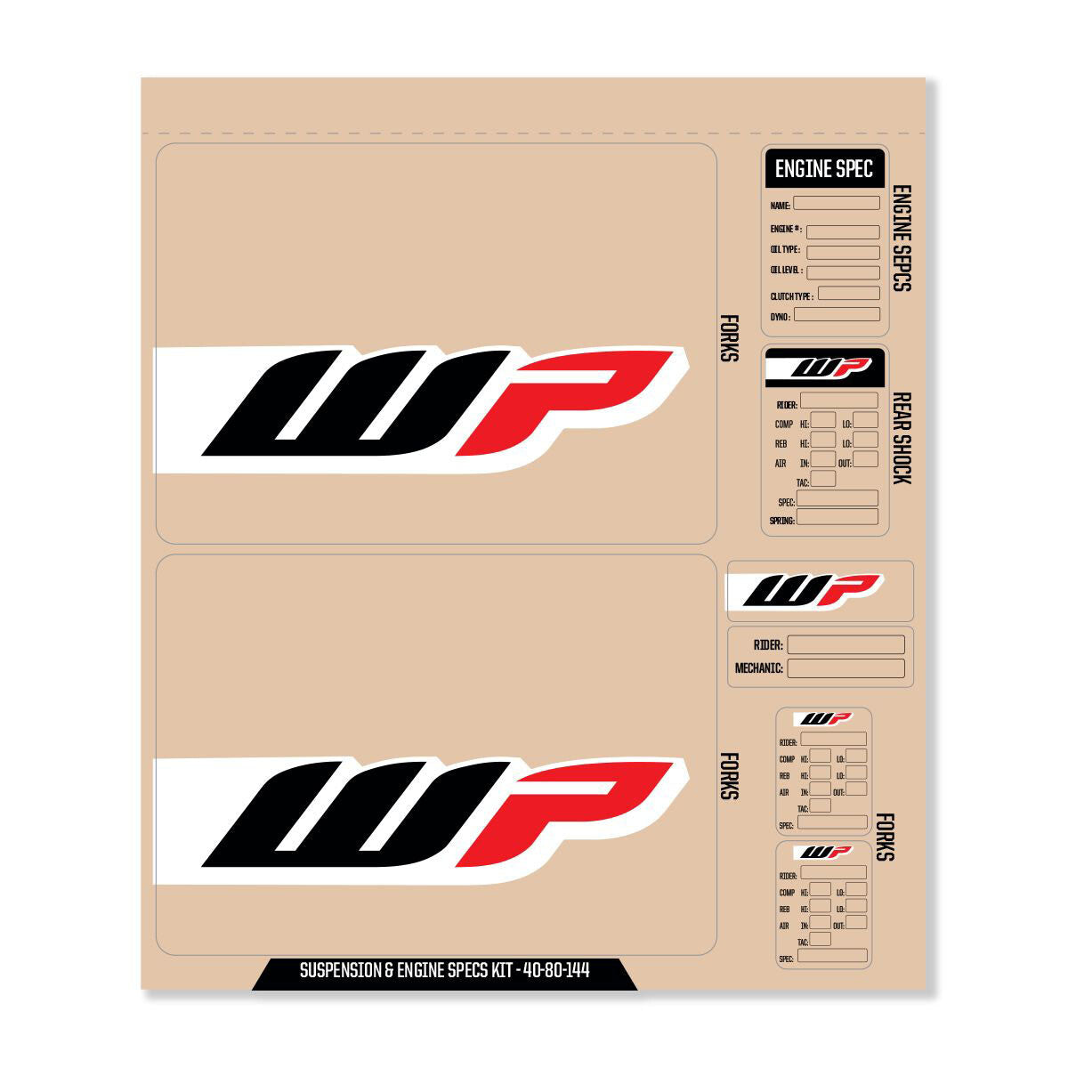 WP DECAL KIT WP FORK/SHOCK/ENG SPEC
