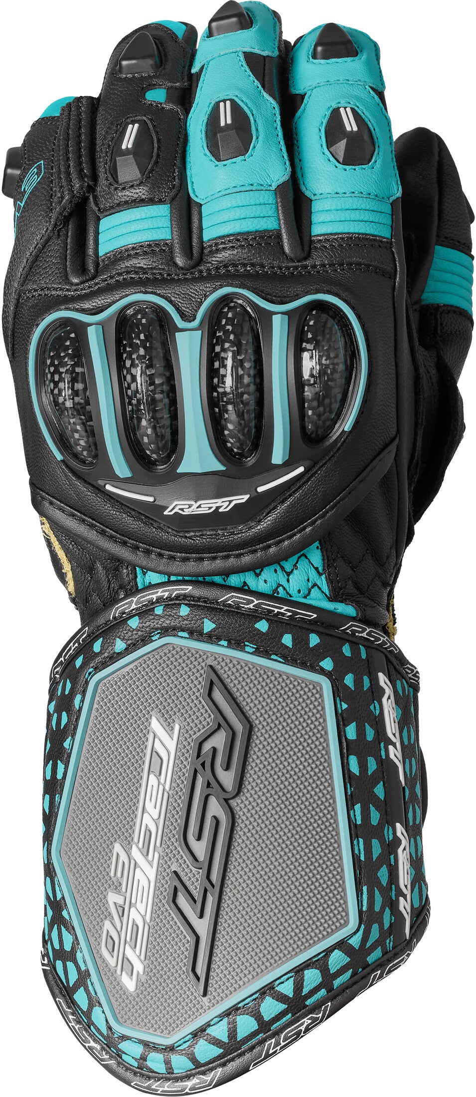 WOMENS TRACTECH EVO 4 CE GLOVE BLACK/AQUA/GREY LEATHER MD