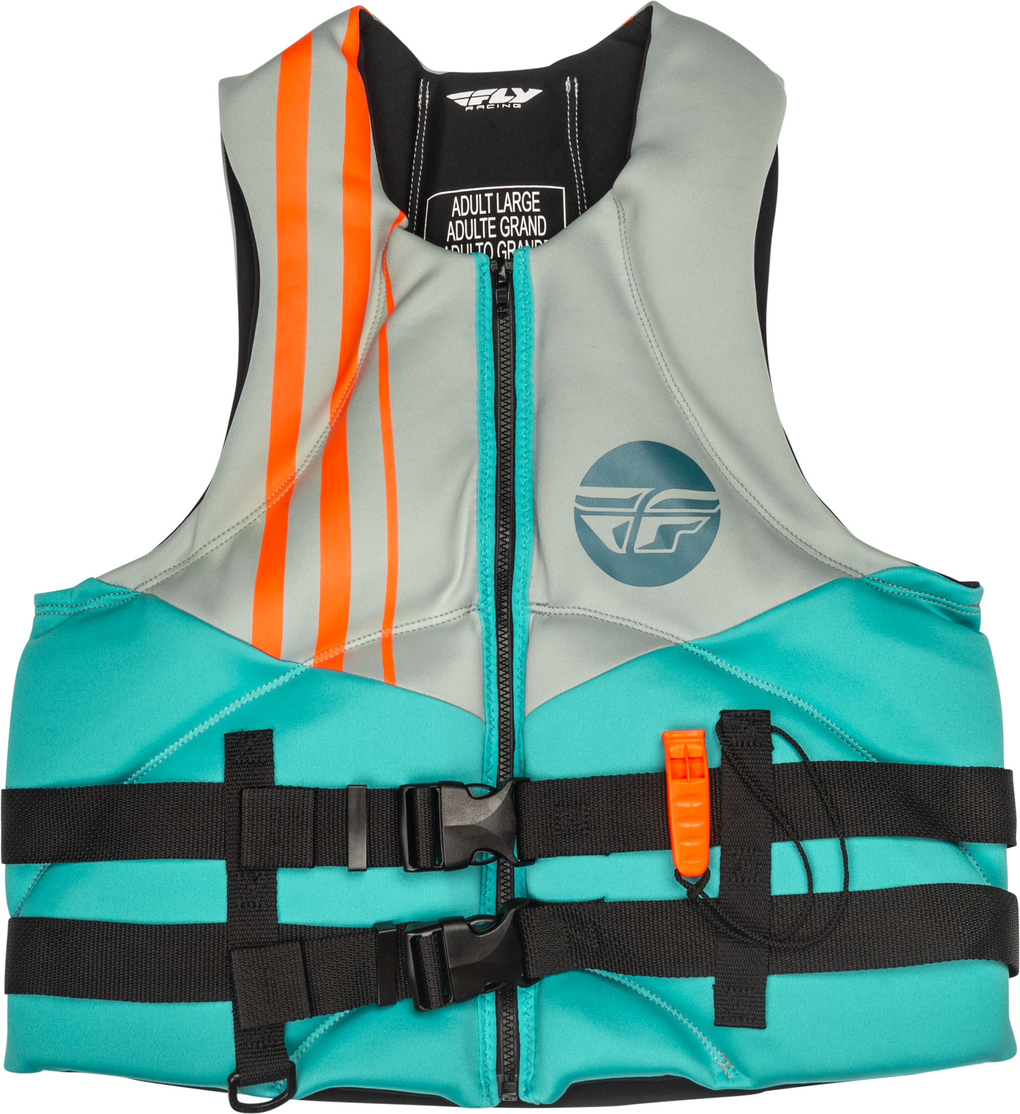 NEOPRENE FLOTATION VEST TEAL/GREY/ORANGE SM