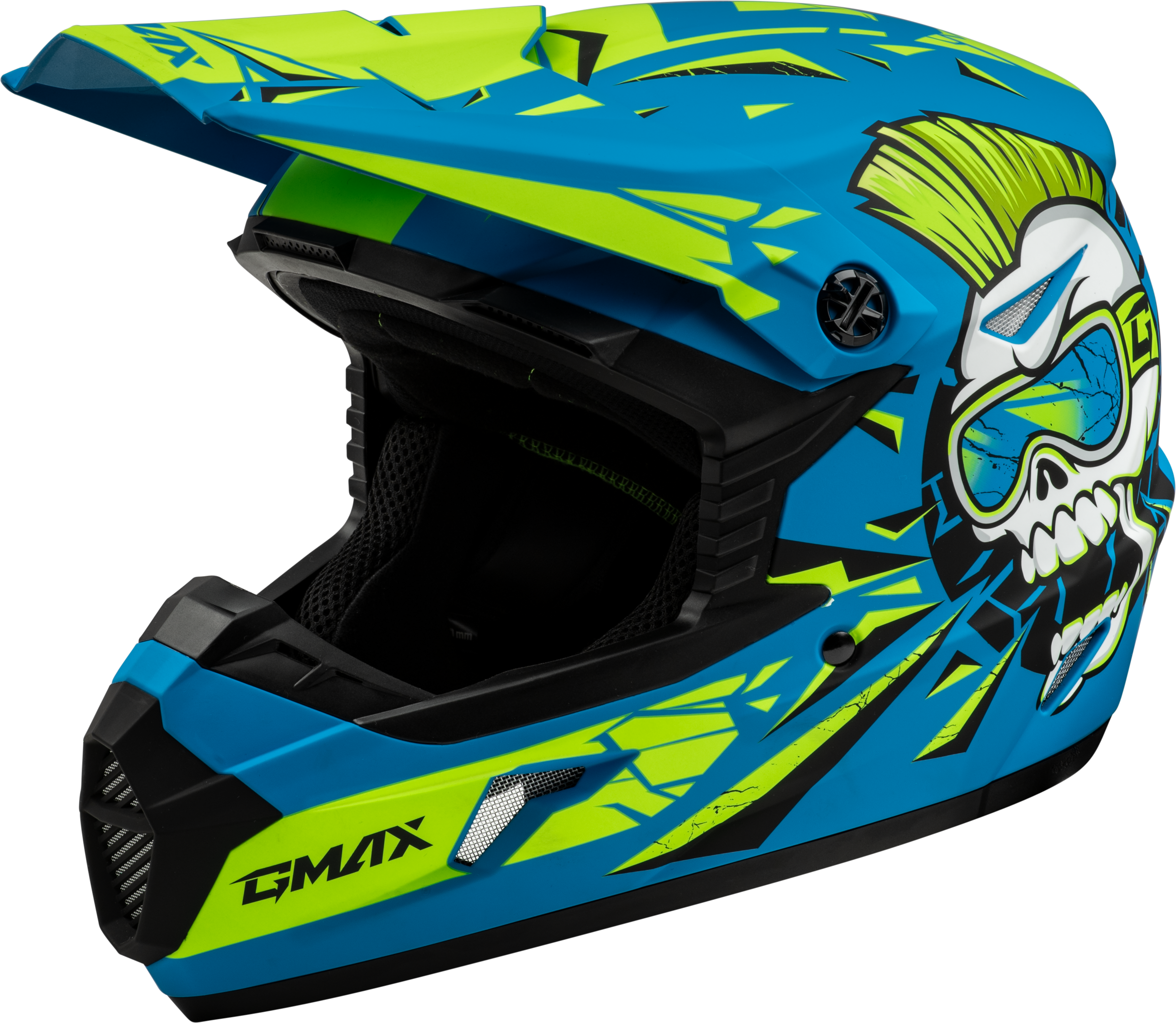 YOUTH MX-46Y UNSTABLE HELMET MATTE BLUE/GREEN YS