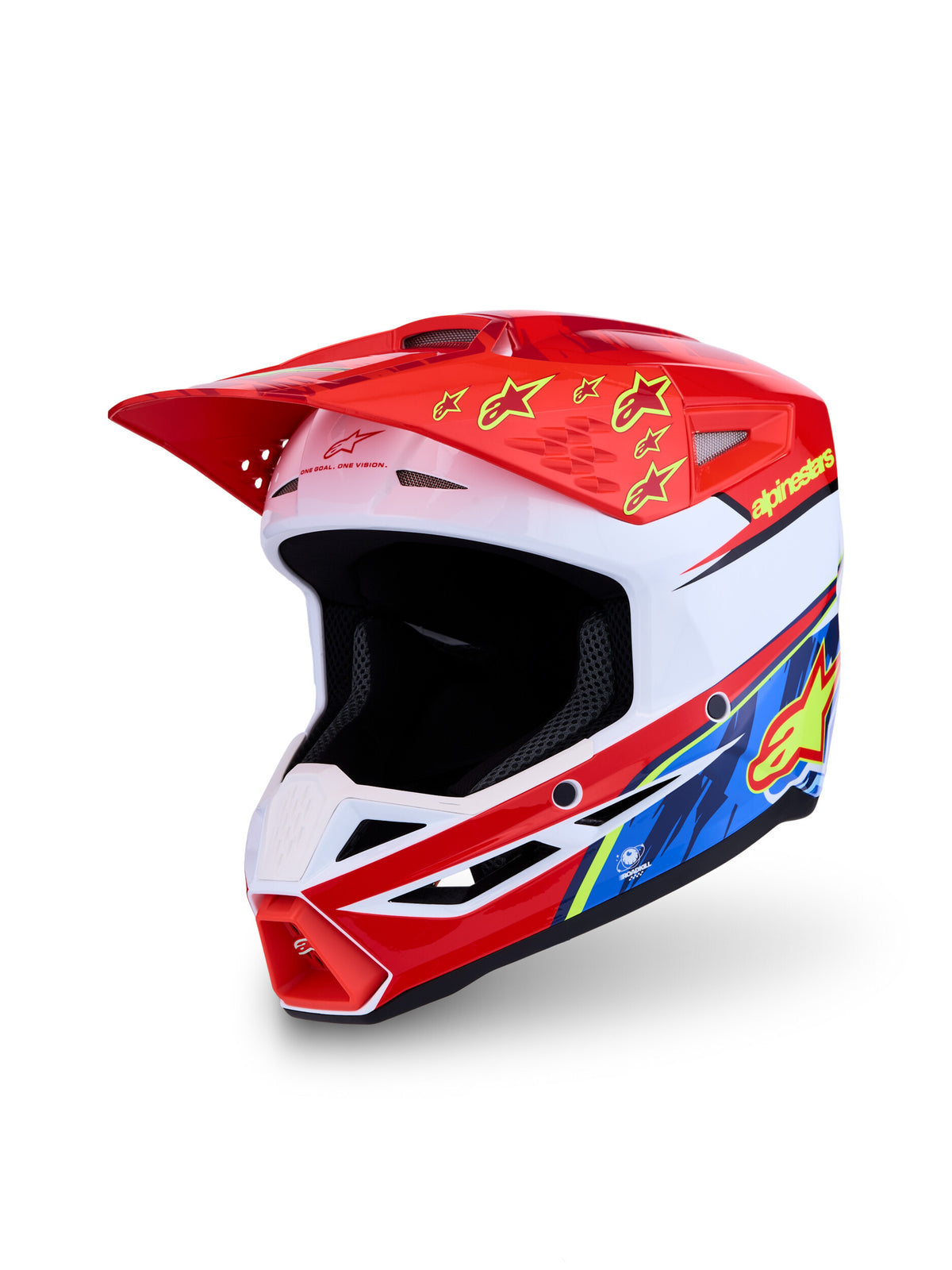 S-M3 FALCON HELMET ECE06/DOT RED FL/WHT/BLUE/YL FLGL MD