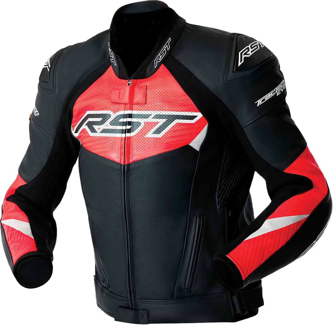 TRACTECH EVO D3O JACKET BLK/FLO RED LEATHER SM