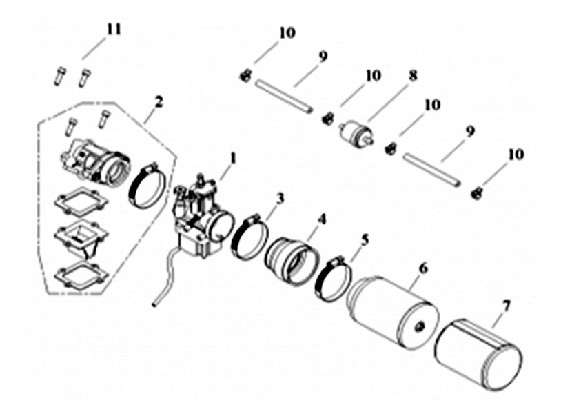 #1-1 Carburetor Ass'y PWK 24 (AS 50)