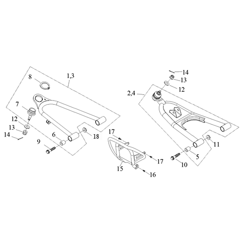 #02 A Arm, Lower, Left, 44" - G-FORCE POWERSPORTS