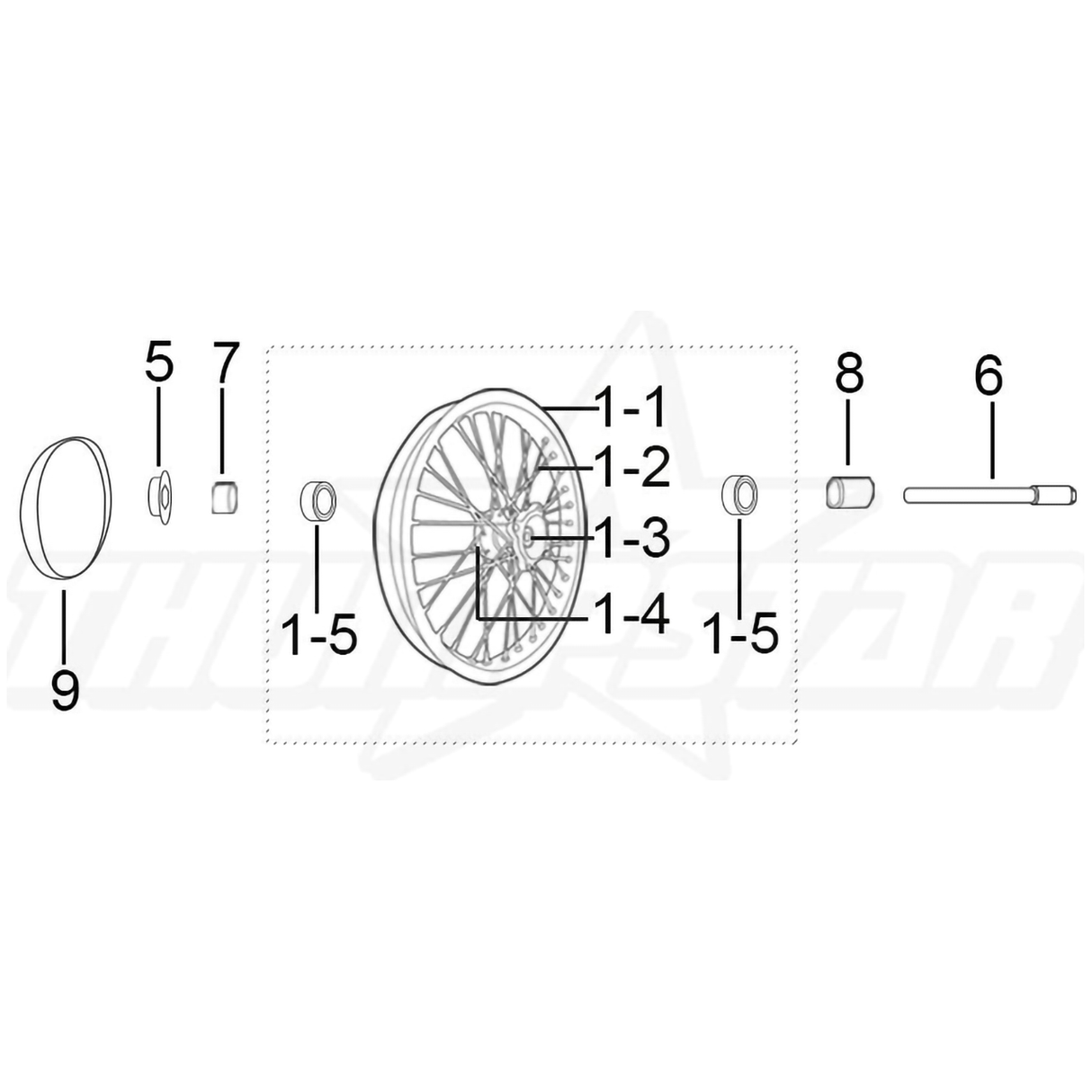 3009 | Rear Wheel 14-1.85 7075 Alloy- Black (V5)