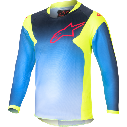 KIDS RACER - GRAPHIC 1 JERSEY YLW FLUO/BLUE/NT NAVY YXS