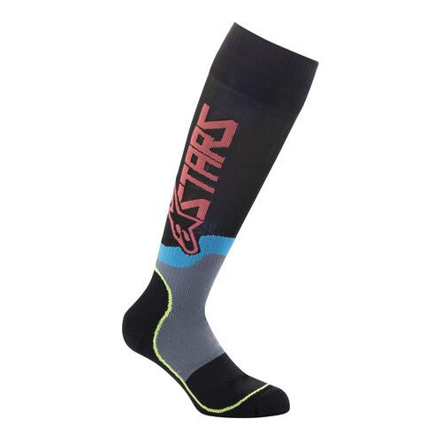 YOUTH MX PLUS-2 SOCKS BLACK/YELLOW FLUO/CORAL MD/LG