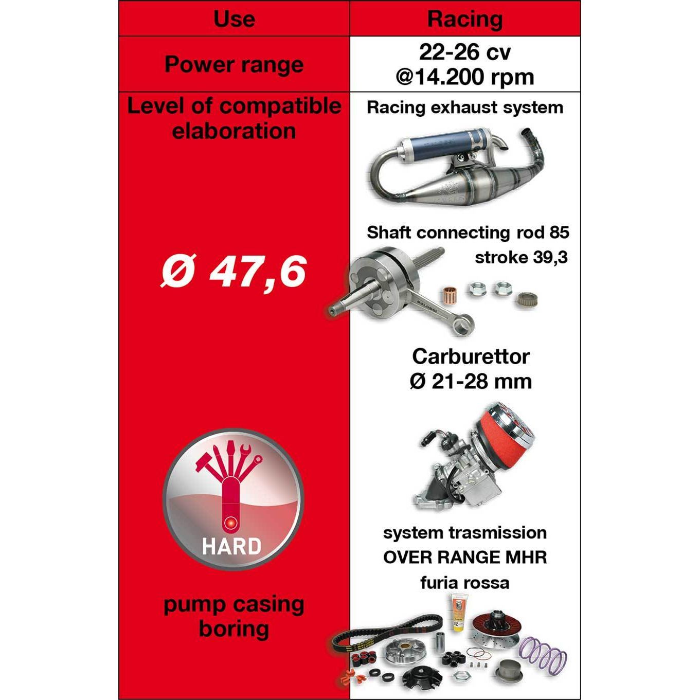 Malossi 70cc Testa Rosa Cylinder Kit (NEW) - G-FORCE POWERSPORTS